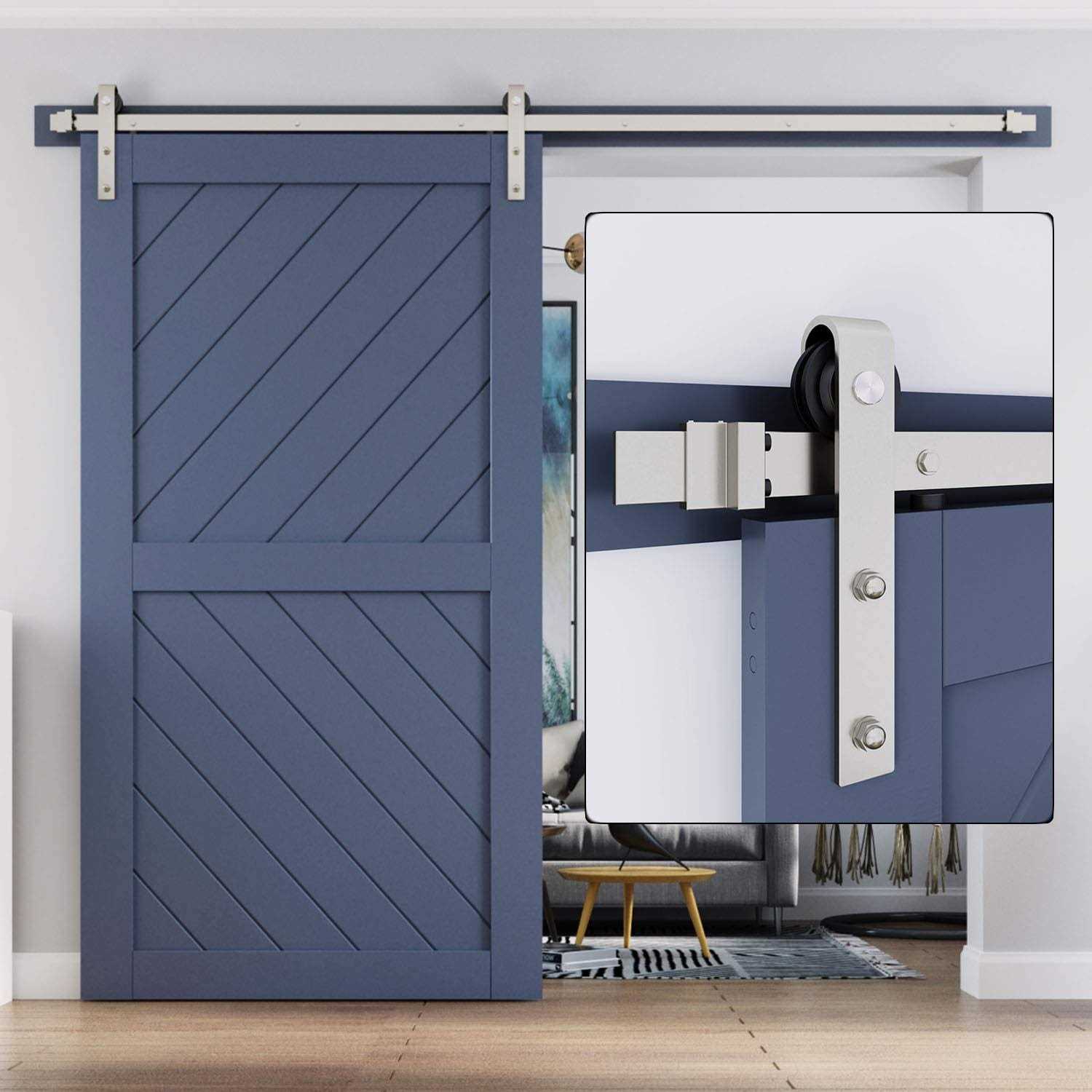 Easelife Brushed Nickel Sliding Barn Door Hardware Track Kit,Basic J Pulley,Heavy Duty,Slide Smoothly Quietly,Easy Install - Shop Hardware Tools Online Store