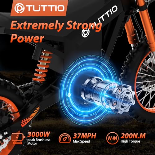 Soleil01 Electric-Dirt-Bike for Teens Adults, 14"/12" Fat Tire 2000W Electric-Motorcycle with 48V 21AH Battery Ebike 37MPH Hydraulic Brakes Mountain Off-Road EBike Fit Age 13+