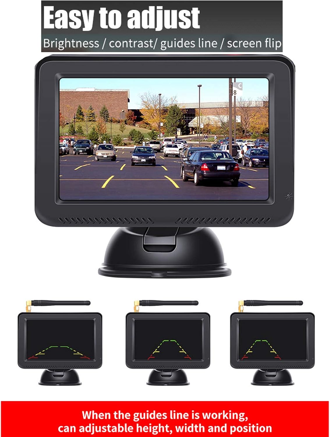 Regetek HD Digital Backup Camera System 5'' LCD Monitor Waterproof Night Vision Rear/Front View Camera for Cars ATVs SUVs UTVs Can-Am Vans Campers Sedans Pickup Truck Minivans Trailer RVs Motorhomes