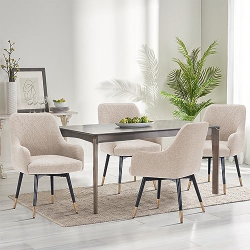 Yongchuang Swivel Dining Chairs with Arms Set of 2 Modern Accent Chairs for Kitchen Dining Room Living Room Side Chairs Upholstered Armchair Gray