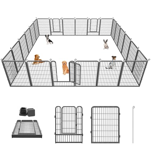 Dog Playpen, 32inch 10 Panels Outdoor Dog Fence Indoor Dog Pen Anti-Rust Pet Puppy Pen Dog Exercise Pen with Lock for Medium Small Dogs, Portable Pet Fence for Yard RV Camping