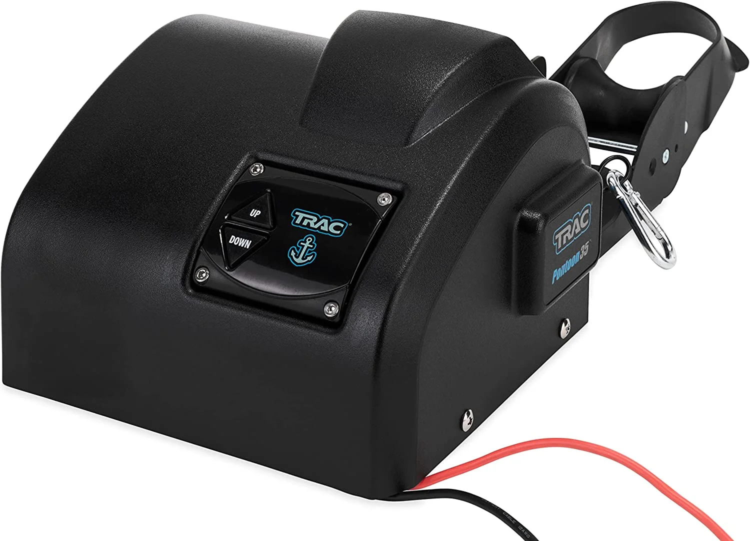 Camco TRAC Outdoors Pontoon 35-G3 Electric Anchor Winch | Features a High-Efficiency, 12-Volt DC, All Steel Gear Motor and 100-feet of Pre-Wound Double-Braid Anchor Rope (69003)