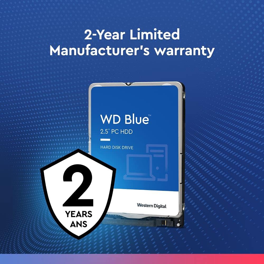 Western Digital 2TB WD Blue Mobile Hard Drive HDD - 5400 RPM, SATA 6 Gb/s, 128 MB Cache, 2.5 - WD20SPZX