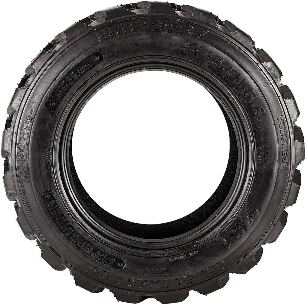 SUPERGUIDER Set of 2 Heavy Duty 10-16.5 12PR Skid Steer Tire Industrial Tire for Bobcat