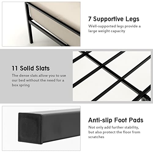 GORELAX Metal Canopy Queen Bed Frame, Platform Bed Frame with Metal Slats Support, Four-Poster Canopied Bed Mattress Foundation, No Box Spring Needed, Easy Assembly (Queen)