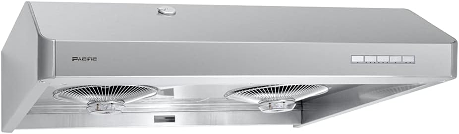 Pacific Kitchen Vent Hood AC30BS – 30 Inch Under Cabinet Range Hood – Filterless Modern Stainless Steel Hood Vent with 900 CFM Suction, Dual Fans, LED Touch Controls and Auto-Clean Function