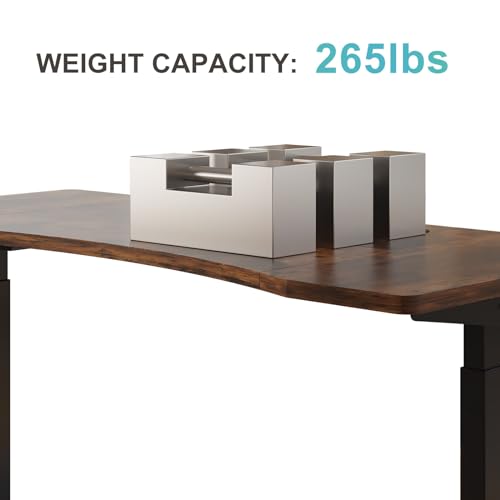 Height Adjustable Electric Standing Desk with Splice Board, 55x30 Inch, Rustic Brown