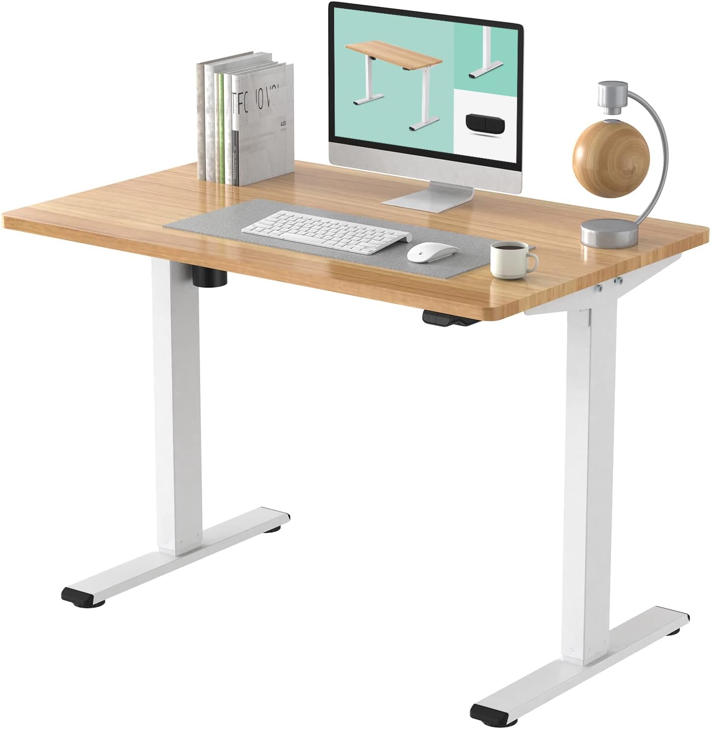 FLEXISPOT EC1 Electric White Standing Desk Adjustable Height Desk, 48 x 30 Inches Whole Piece Board Sit Stand Desk Home Office Workstation Stand up Desk (White Frame + 48 in White Top)