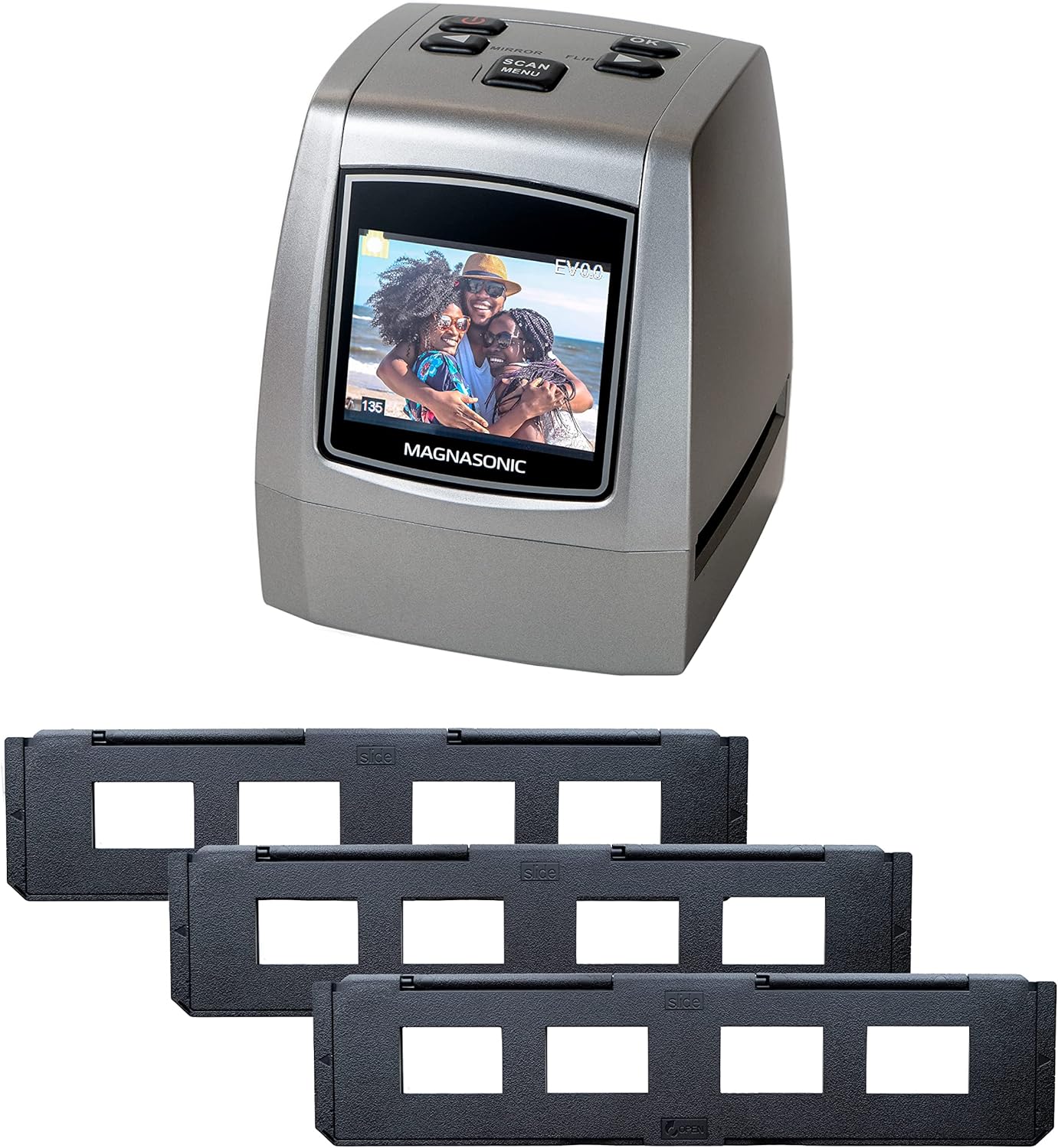 Magnasonic All-in-One High Resolution 22MP Film Scanner, Converts 35mm/126KPK/110/Super 8 Films, Slides, Negatives into Digital Photos, Vibrant 2.4 LCD Screen, Impressive 128MB Built-in Memory