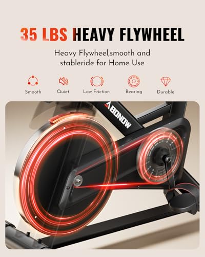Exercise Bike, Low Noise Stationary Bikes for Home, Adjustable Brake Pad Indoor Cycling Bike, 300lbs Capacity Compact Workout Bike with Tablet Mount & Comfortable Padded Seat