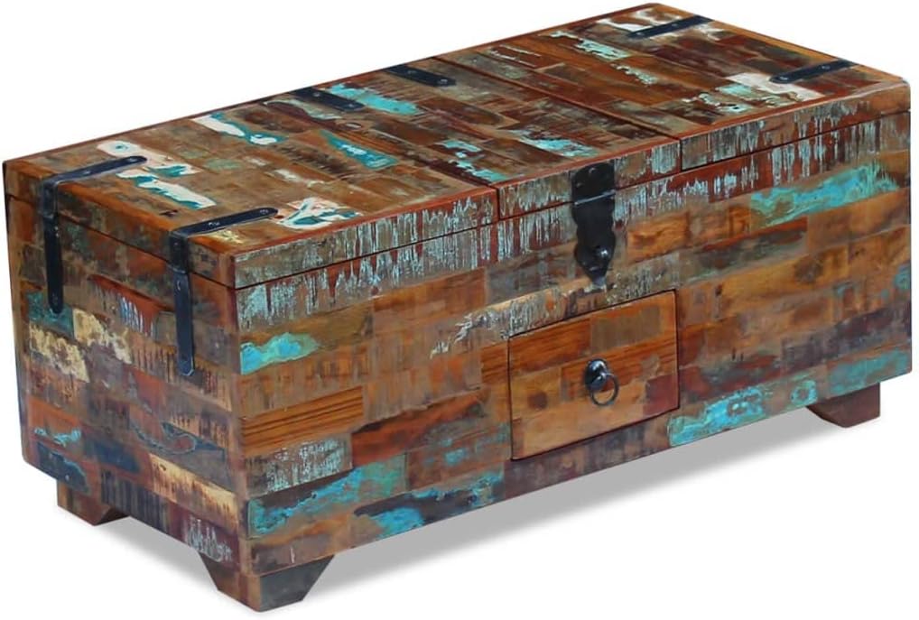 Coffee Table Box Chest Solid Reclaimed Wood 31.5"x15.7"x13.8"