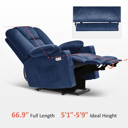 MCombo Small Power Lift Recliner Chair with Massage and Heat for Petite People, Cup Holders, USB Ports, Side Pockets, Fabric 7569 (Small-Regular, Brown)