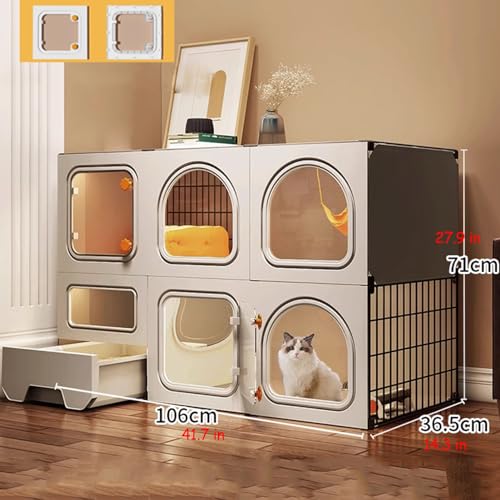 Cat Cage with Cat Litter Box, Large 2/3 Tier Cat Playpen Cat Kennels, Indoor Cat Playpen for Small Animal, Exercise Place Ideal for 1-3 Cat, 49