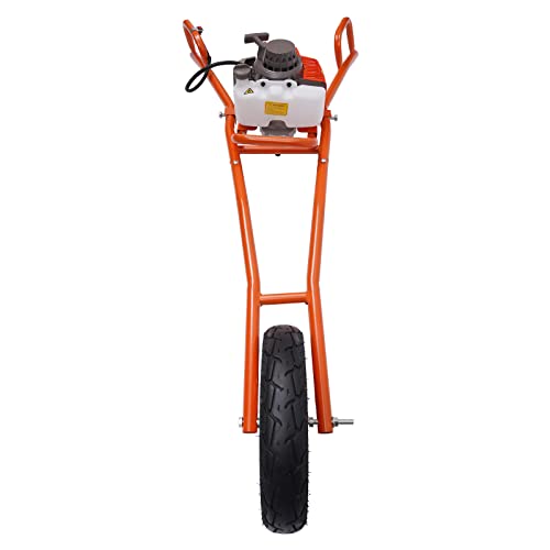 63CC Post Hole Digger 3HP Gas Powered Earth Auger Borer Ground Drill Gasoline Earth Auger Wheelbarrow with 11" Bit for Fence Ground Drill Garden Tree Planting (Red)