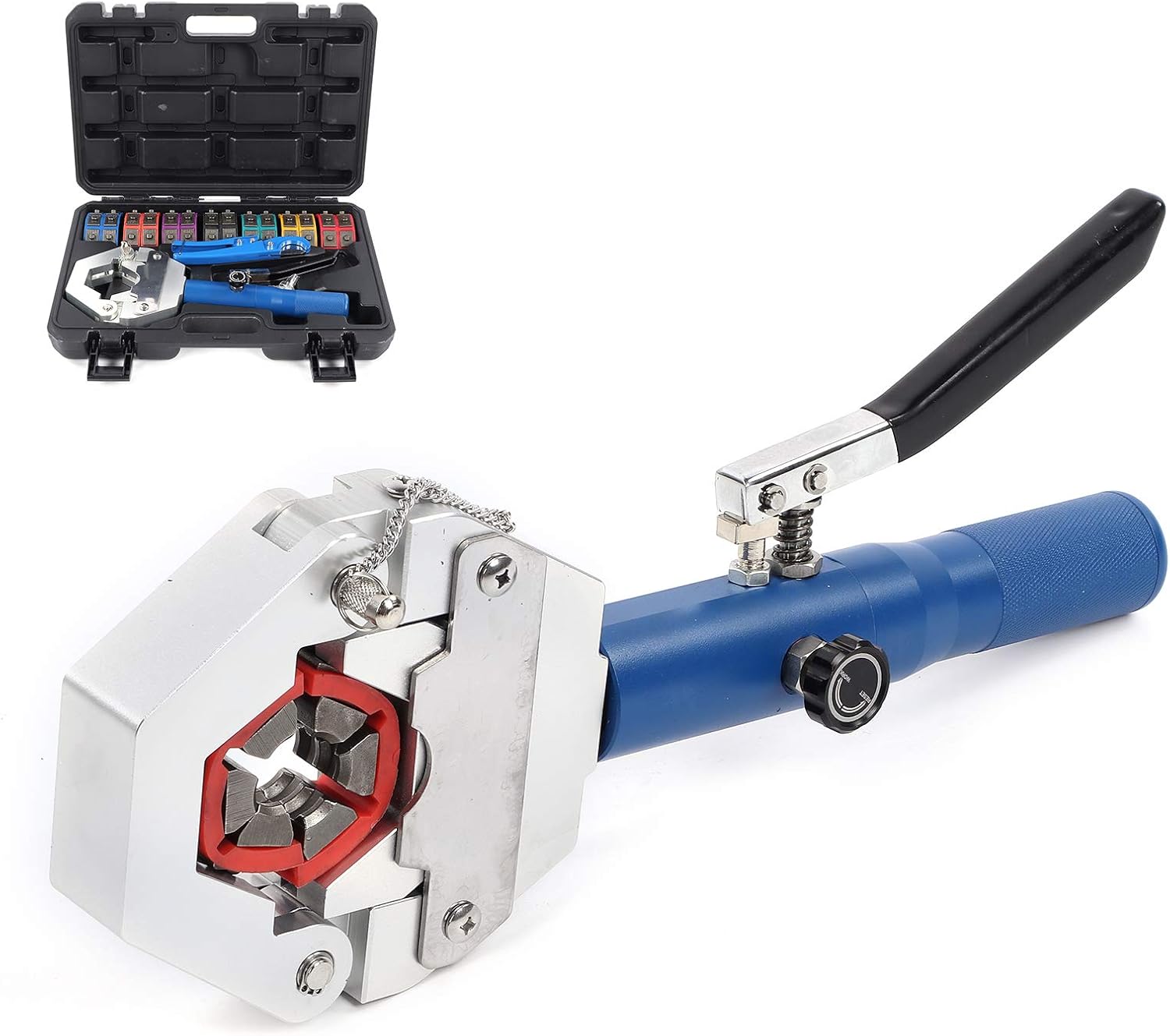 Auto Manual A/C Hose Crimper Kit, Hydraulic Hose Crimping Tool with 7 Die Set, Air Conditioning Repaire Handheld, Durable Aluminum Material