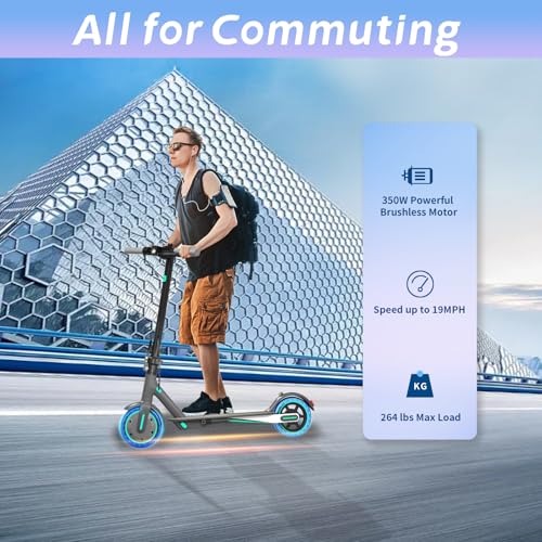 Electric Scooter for Adults, 19Mph, 15/21 Miles Range, Aluminum Alloy E-Scooter with 8.5" Honeycomb Tire, Foldable Escooter with Dual Braking System and App Control