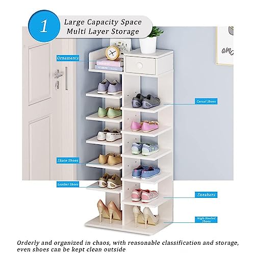 Shoe Slots Organizer, Vertical Narrow Shoe Rack, 8 Tiers Space Saving Multi-layer Shoe Rack, Shoe Cabinet, Vertical Storage Rack, Freestanding Shoe Rack