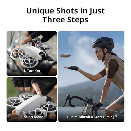 DJI Neo, Mini Drone with 4K UHD Camera for Adults, 135g Self Flying Drone that Follows You, Palm Takeoff, Subject Tracking, QuickShots, Stabilized Video, Built-In Propeller Guard (Controller-Free)