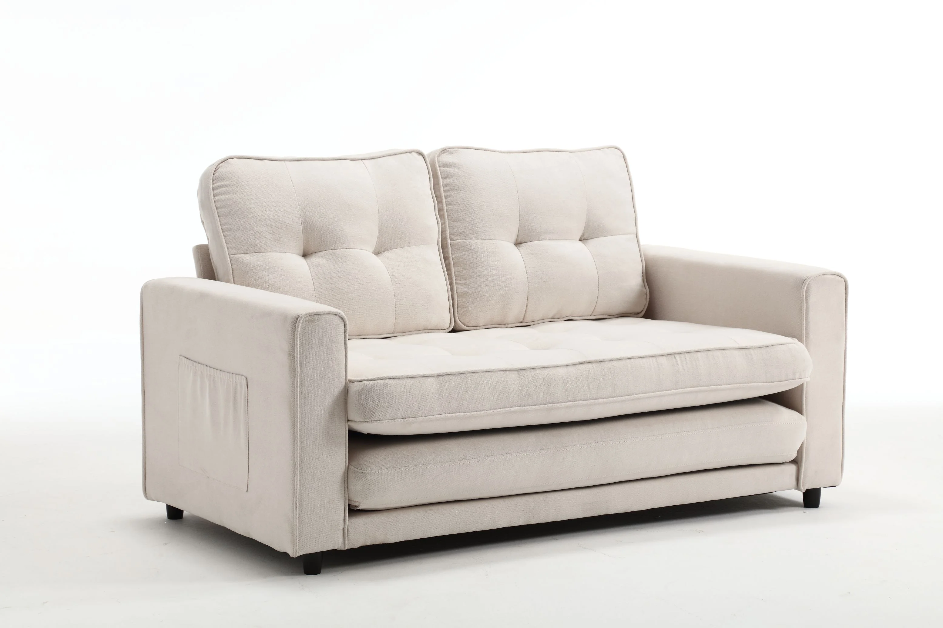 Convertible 3 Fold Sofa Loveseat Bed Sleeper for Living Room Space Saving Couch Velvet Linen Fabric - Comfortable & Innovative