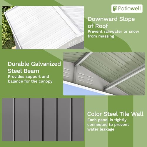 Patiowell 3 x 3 FT Outdoor Storage Shed,Small Garden Tool Storage Shed with Sloping Roof and Single Lockable Door, Outdoor Shed for Backyard Garden Patio Lawn, Grey