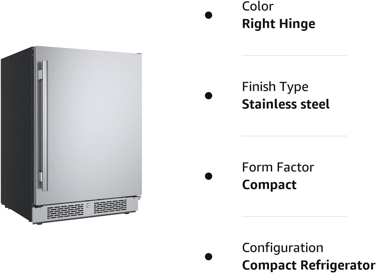 Avallon AFR242SSRH 24 Inch Wide 5.66 Cu. Ft. Built-In Compact Refrigerator with Right Hinge