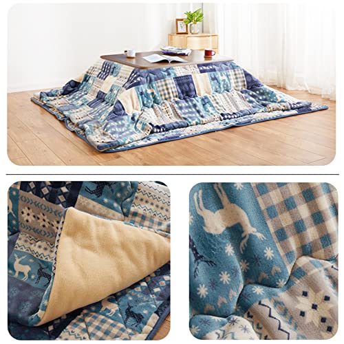 Kotatsu Heater Table Set,Foot Warmer Coffee Tables,Multifunction Bed Laptop Desk,Home Office Writing Modern Wooden Desk, Tea Low Table for Floor Sitting Made,Table+Quilt+Carpet+Heater (Size : 105x80x