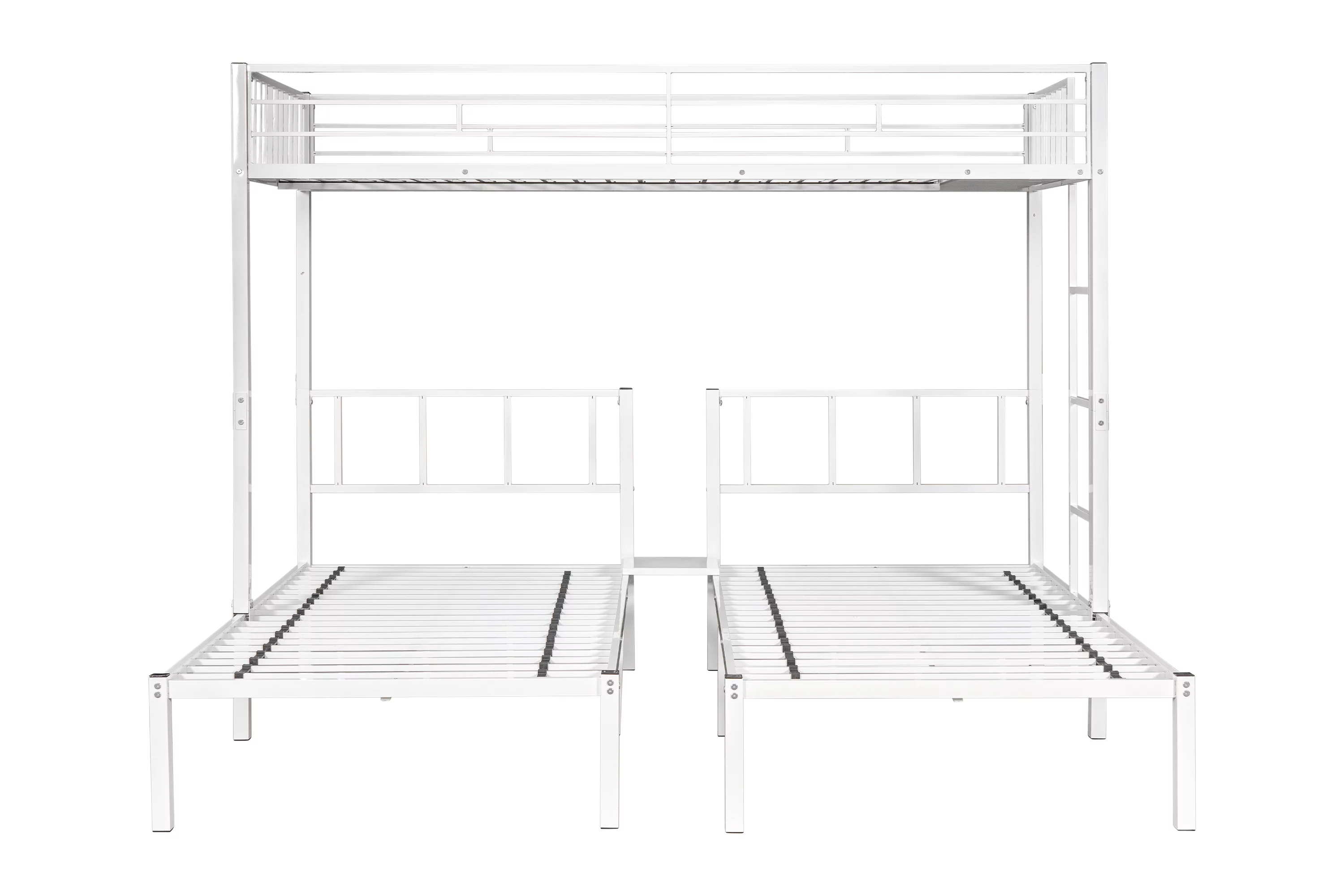 Triple Bunk Beds, Metal Twin XL over Twin & Twin Bunk Bed for 3, Kids Triple Bunk Can be Separated into 3 Beds (White)
