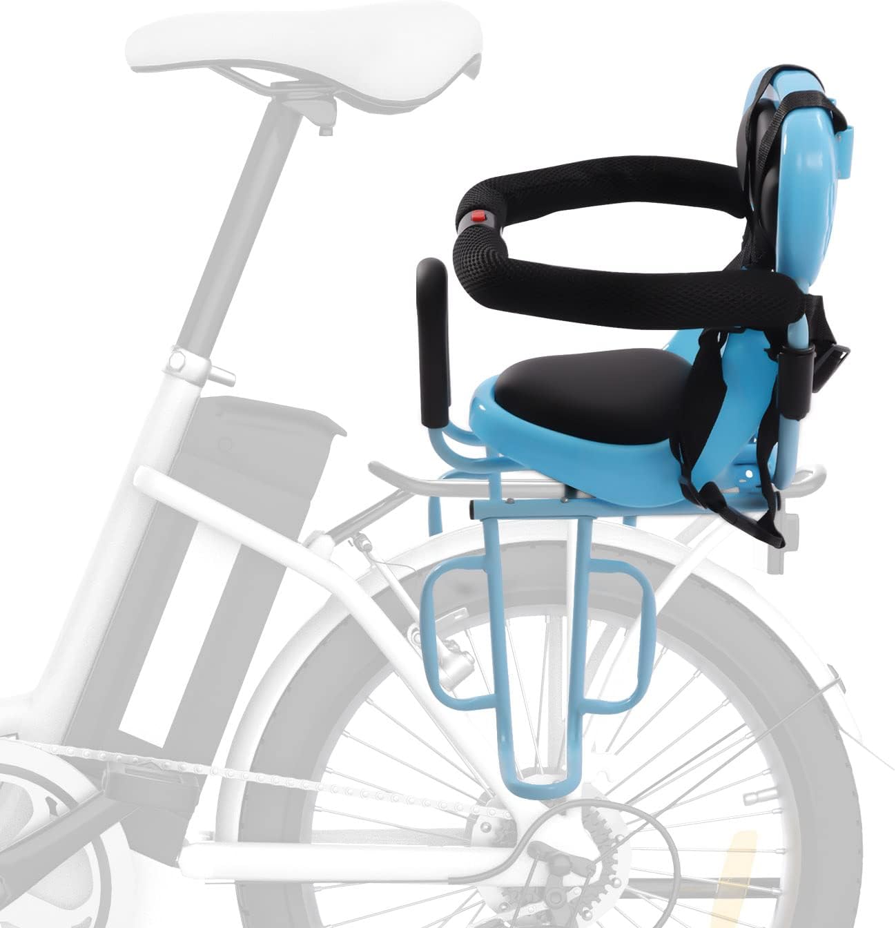 Rear Mounted Child Bike Seat Replacement Kids Bicycle Rear Seat Chair with Guardrail, Baby Child Kids Bicycle Bike Carrier MTB Road Bike Safety Bicycle Seat Bike Rear Kids Saddle with Foot Pedal