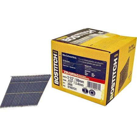 Stanley Bostitch S16d131-fh Wire Collated Stick Framing Nails 3-1/2 inch by 0.131 Smooth Shank 28-Degrees 2000 Pack
