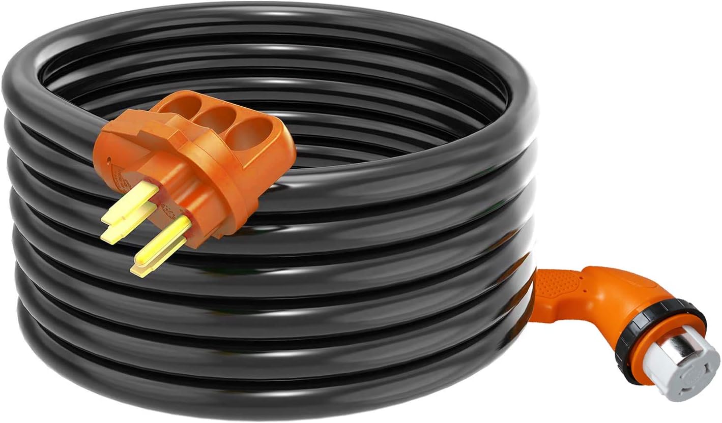 50 Amp 36 Feet RV Extension Cord, Heavy-Duty RV Power Cord with Finger Handle, Extension Cord for RV and Auto, STW 6/3 + 8/1 Generator Cord,14-50P/R Standard Plug