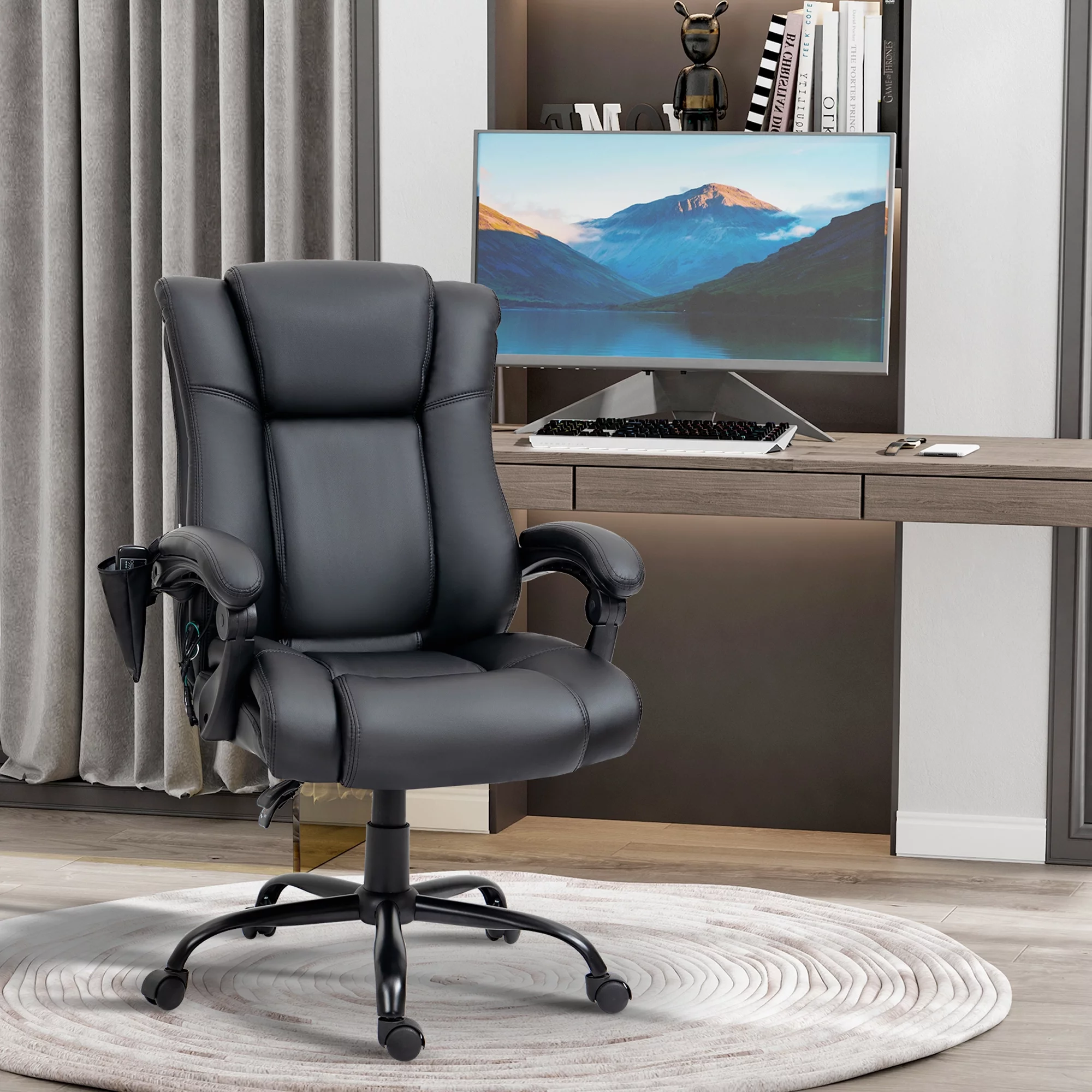 Vinsetto PU Leather Executive Office Chair with Vibration Massage, Black