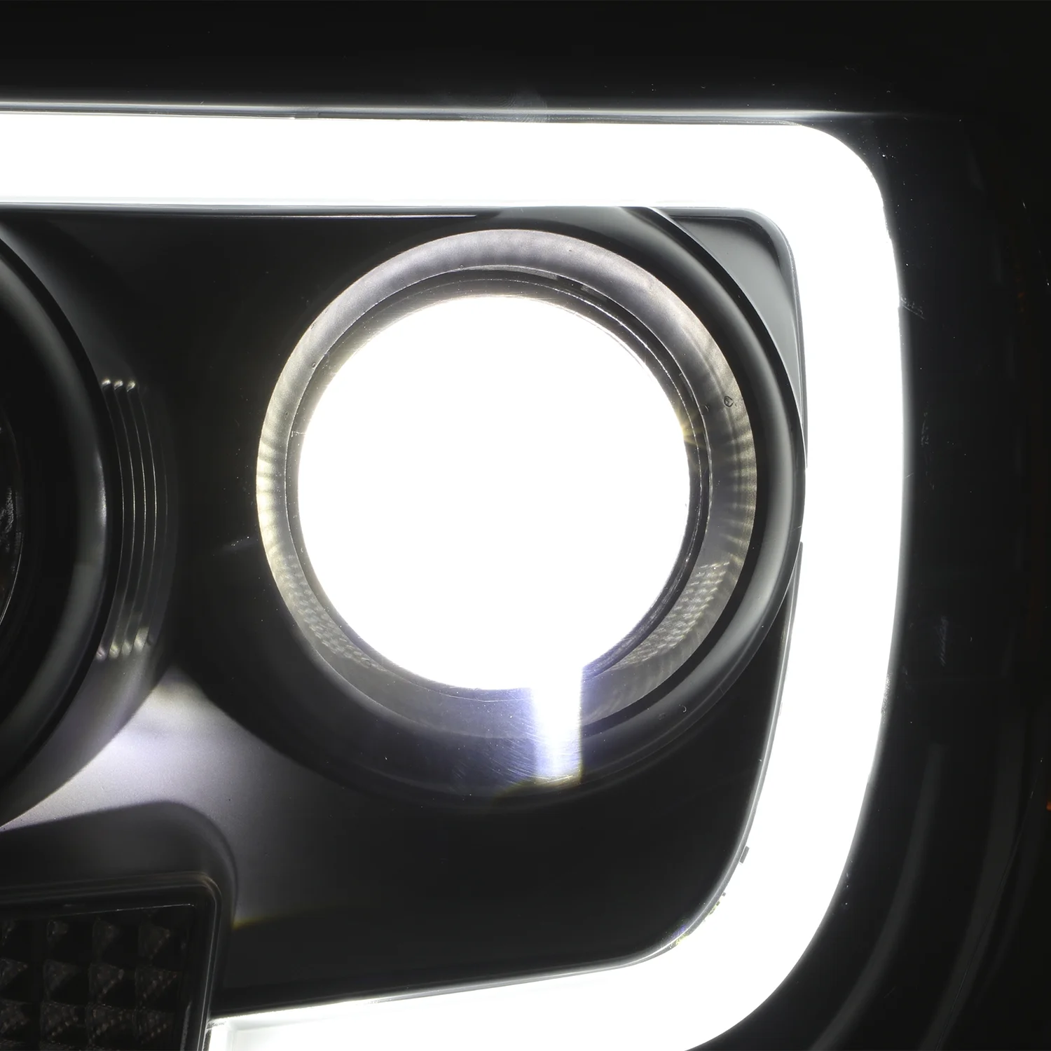 AKKON - Fits 2005-2011 Toyota Tacoma LED Module White LED Tube & Projector Headlights - Black Housing