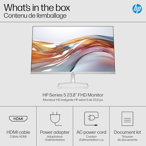 HP Series 5 24 inch FHD Monitor, Full HD Display (1920 x 1080), IPS panel, 99% sRGB, 1500:1 contrast ratio, 300 nits, Eye Ease with Eyesafe certification, 524sw (2024)