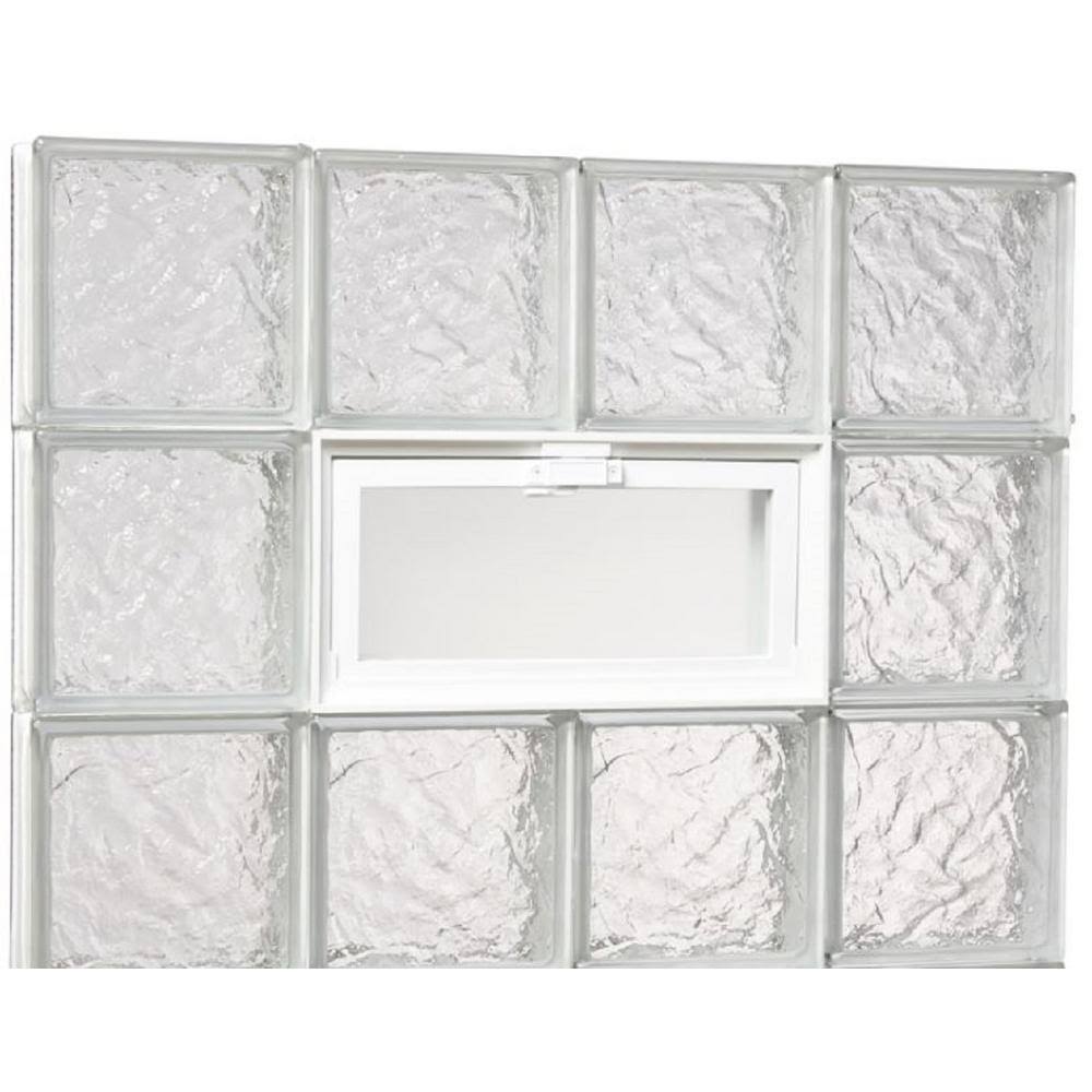 TAFCO Windows 31 in. x 21.25 in. x 3.125 in. Ice Pattern Glass Block Masonry Window with Vent