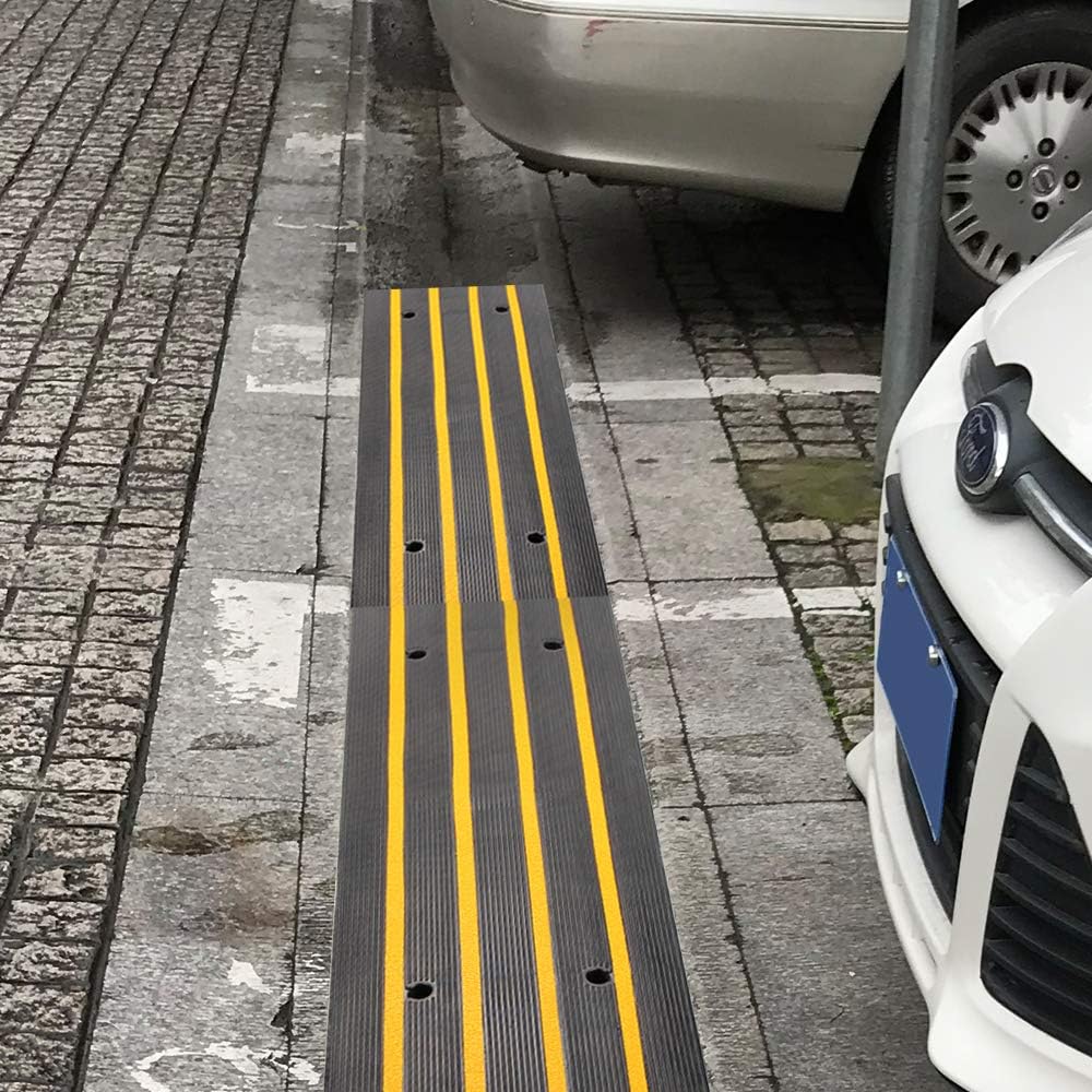 Scinotec Rubber Curb Ramps Car Kerb Ramp 2.5 Inch Rise 1 Pack 10 Ton Capacity Curbside Bridge Ramp for RV Loading Dock Garage Warehouse Driveway Sidewalk