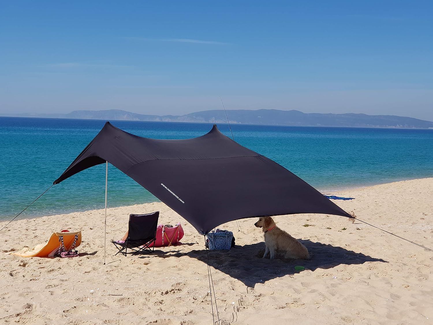 Neso Tents Beach Tent with Sand Anchor, Portable Canopy Sunshade - 7' x 7' - Patented Reinforced Corners