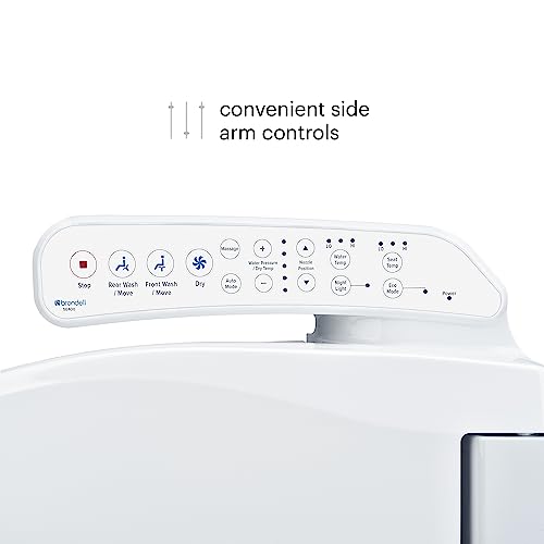 Brondell Swash Bidet Seat with Side Arm Controls, Oscillating Stainless-Steel Nozzle, Warm Air Dryer, Ambient Nightlight
