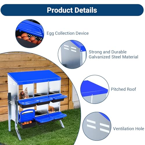 Chicken Nesting Box, 10 Hole 2 Layer Hen Nest Box with Legs, Roll Away Eggs Laying Boxes,Cleanable Pull Out Hen Roosting Boxes