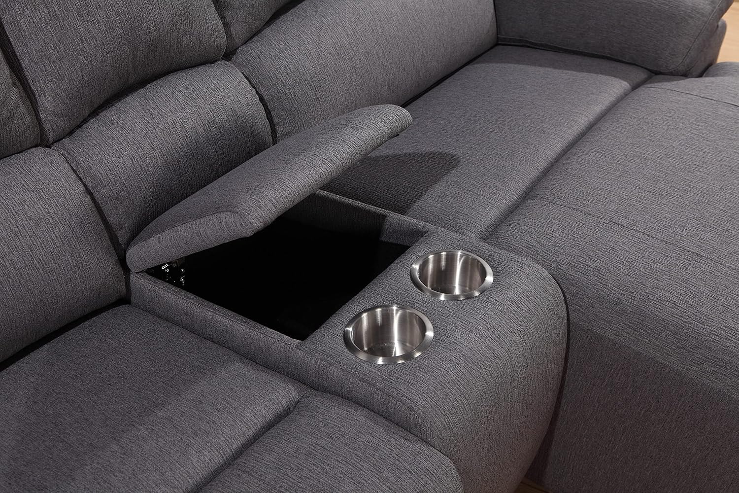 Abbyson Living Fletcher Stain-Resistant Fabric Reclining 6 Piece, Gray Sectional, Large