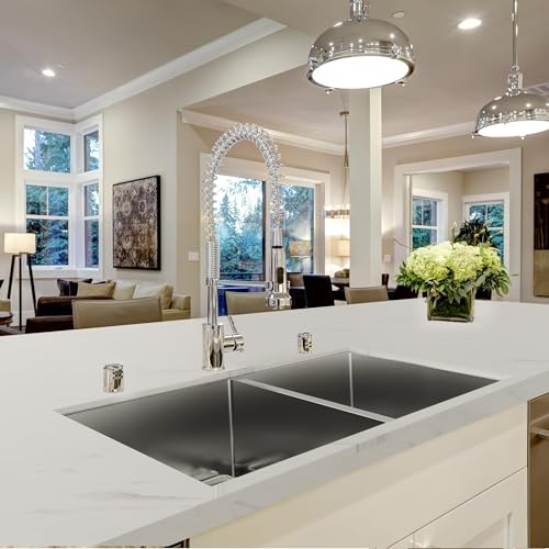 YITAHOME Kitchen Sink 33" x 19" x 10" Undermount Sink 304 Stainless Steel 50/50 Double Bowl Sink with Accessories 16 Gauge for Workstation, Prep Kitchen, Bar Sink