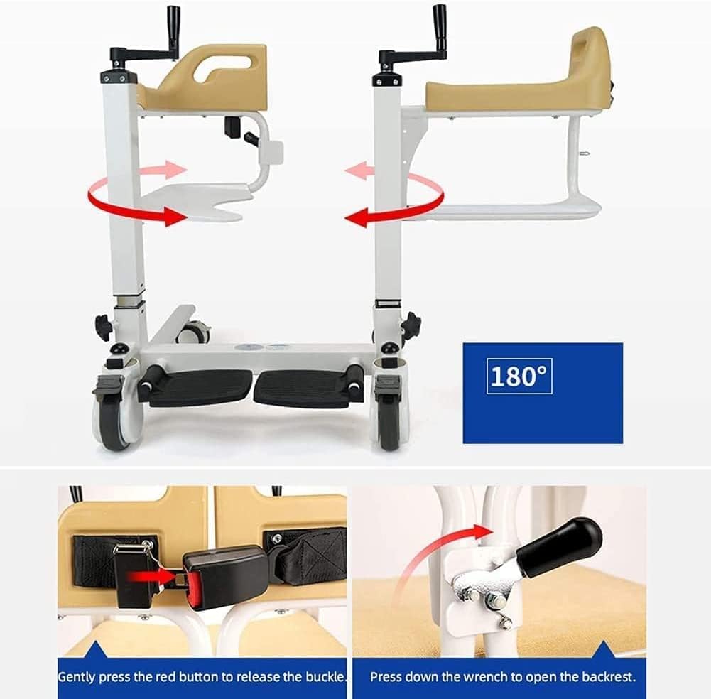 Commode Toilet Chair,Shower Wheelchair Bath Toilet,Shower and Commode Transport Chair with Wheels and Padded Seat for Handicap, Elderly, Injured and Disabled, 250 Lb Weight Capacity