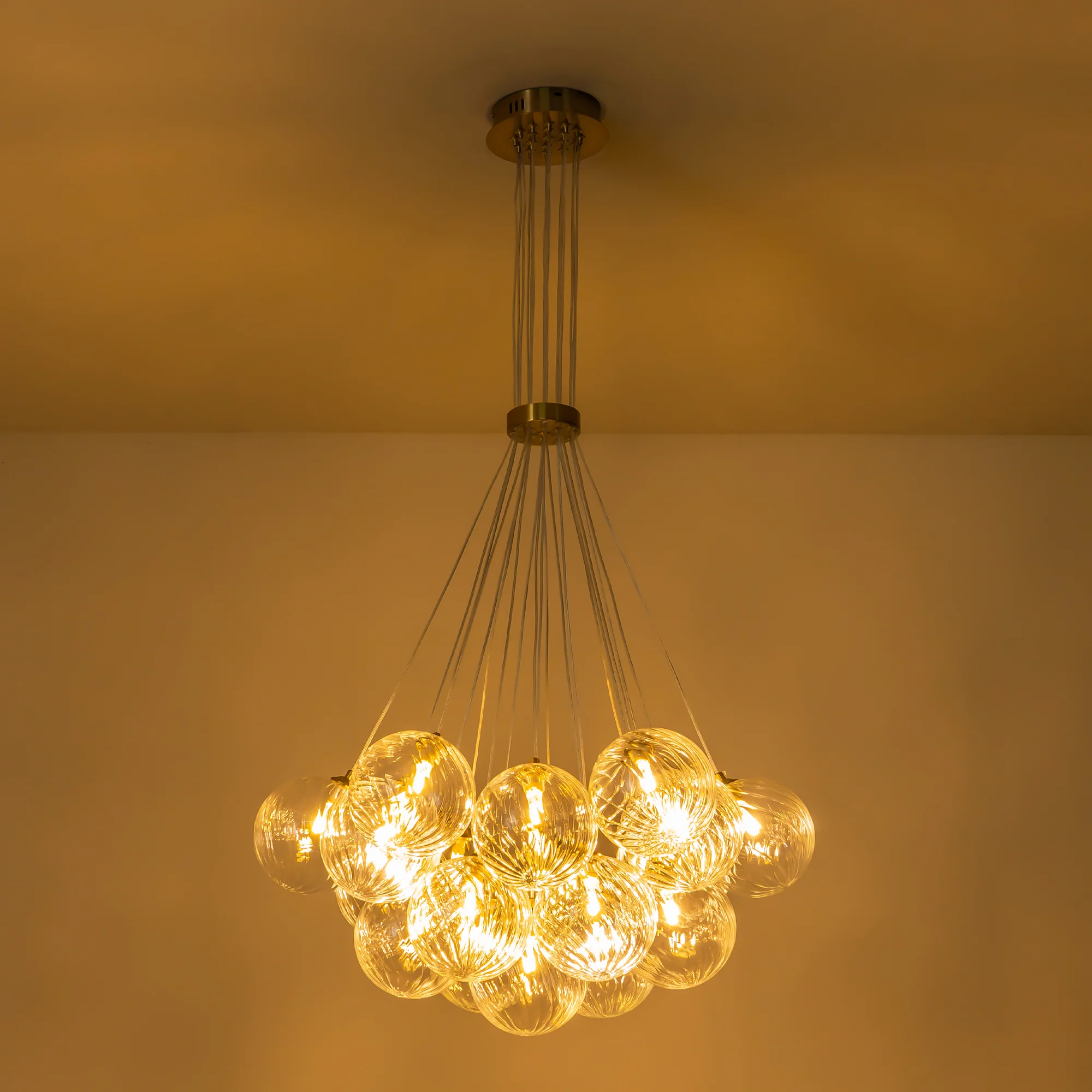 Dresqui 13-Light Dimmable Ribbed Glass Modern Bubble Chandelier (25-29)
