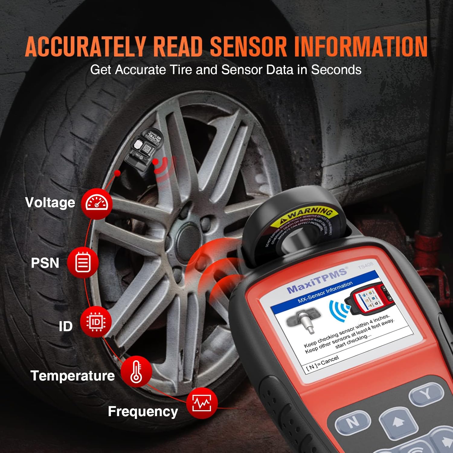 Autel MaxiTPMS TS508 TPMS Relearn Tool, 2022 TPMS Programming Tool for MX-Sensors (315/433 MHz) TPMS Relearn/Activate All Sensors, TPMS Scan Tool Read/Clear DTCs, TPMS Reset (Upgraded of TS408/501)