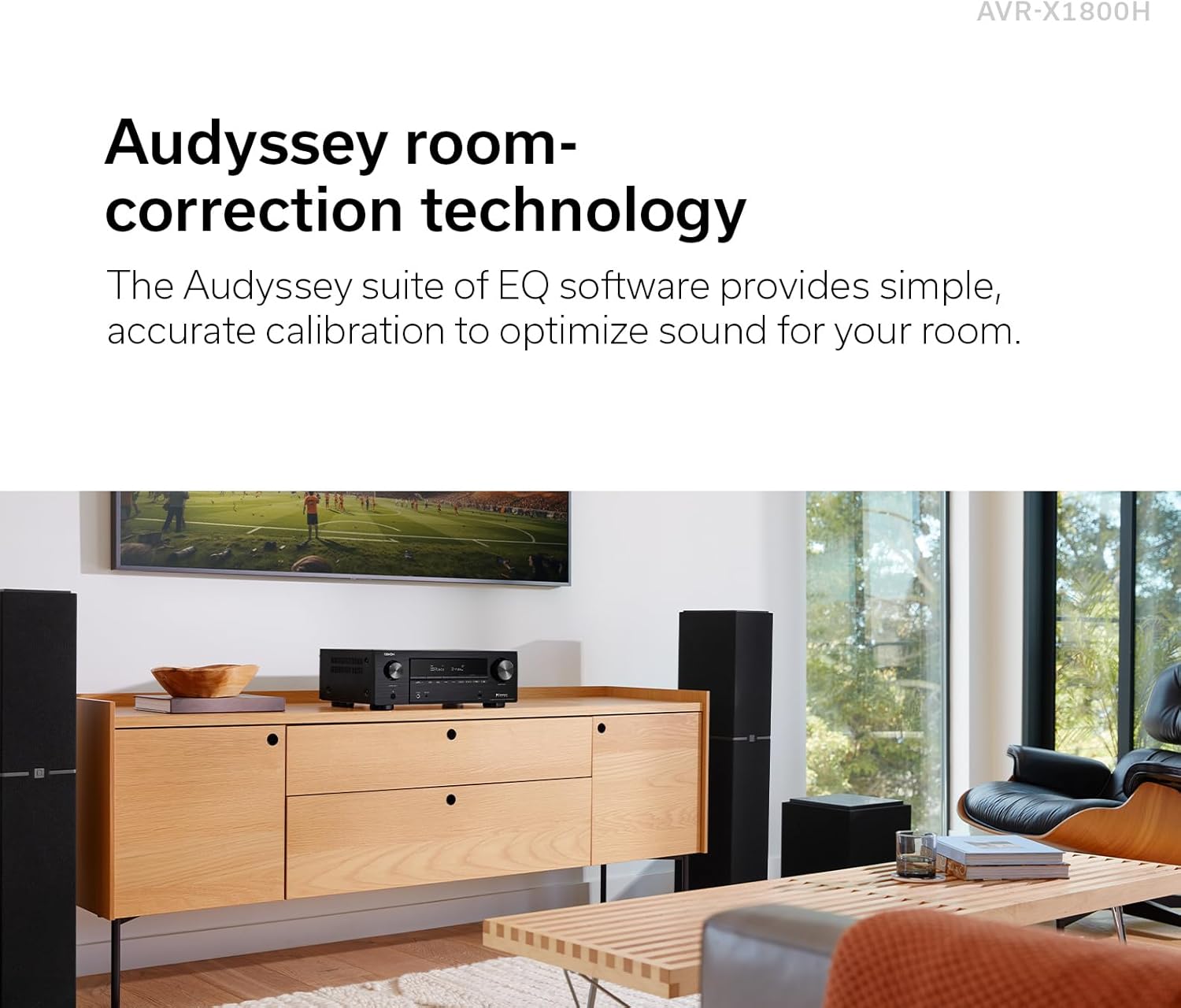 Denon AVR-X1800H 7.2 Channel AV Receiver - 80W/Channel, Wireless Streaming via Built-in HEOS, WiFi, & Bluetooth, Supports Dolby Vision, HDR10+, Dynamic HDR, and Home Automation Systems