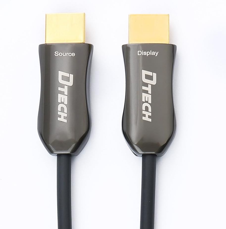 DTECH Ultra Slim Long Fiber Optic HDMI Cable 50 Feet 2.0 Supports 4K 60Hz 18Gbps High Speed Extra Thin UHD Cord for Projector Monitor Pack of 2