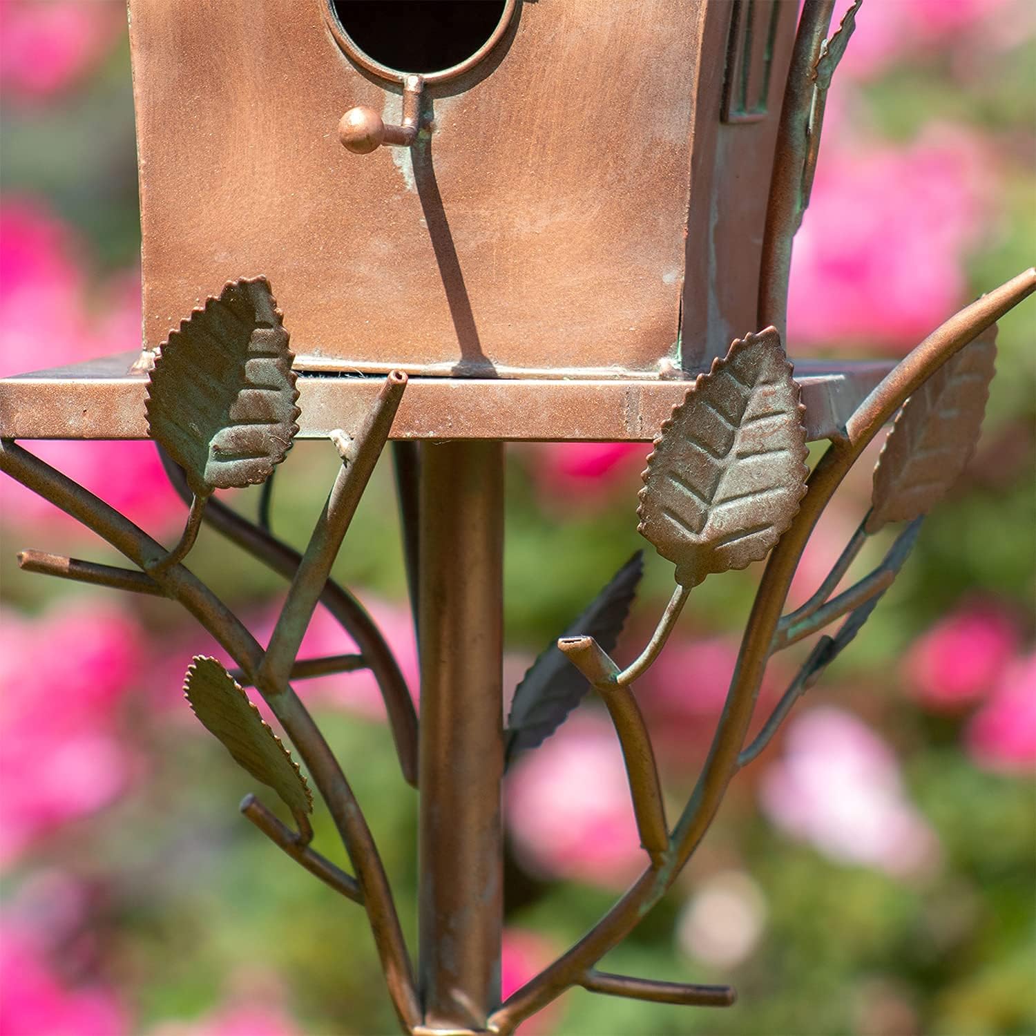 Zaer Ltd. Large Copper Colored Multi-Birdhouse Stakes, Room for 4 Bird Families in Each (Castle Home)