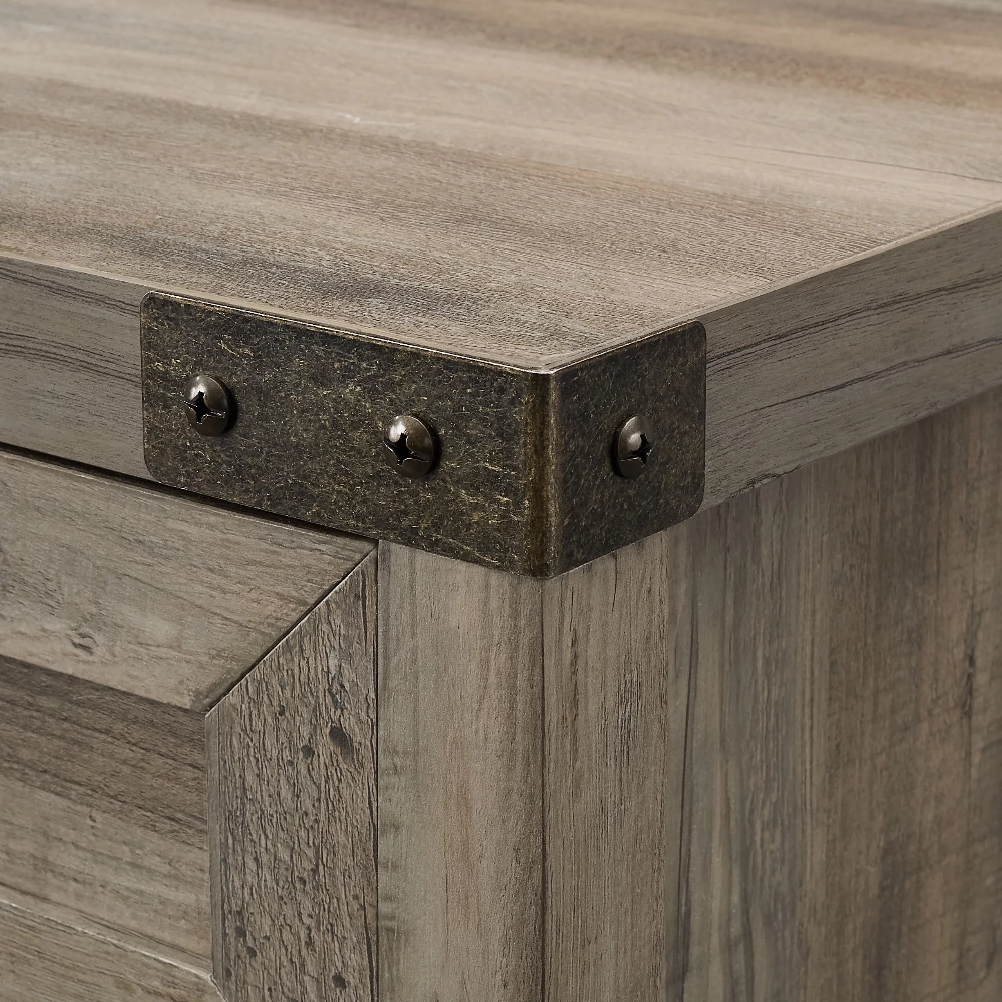 Walker Edison Sliding Barn Door Accent Cabinet, Grey Wash