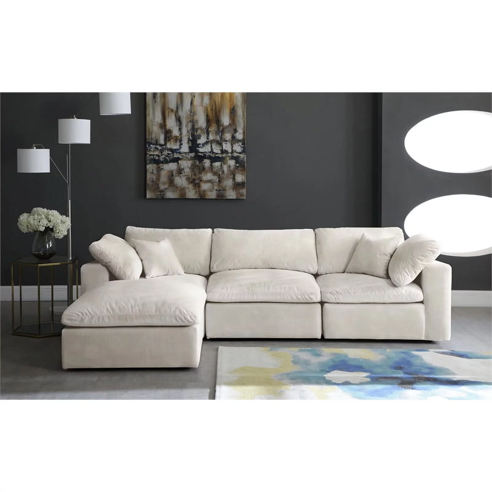 Meridian Furniture Cozy Cream Velvet Modular Sectional