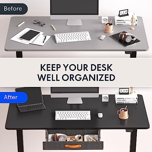 FLEXISPOT Standing Desk with Drawer Electric Sit Stand Desk with 48 x 24 Inches Whole-Piece Desktop Ergonomic Memory Controller Adjustable Height Desk(White Frame + 48" Bamboo Texture Desktop)