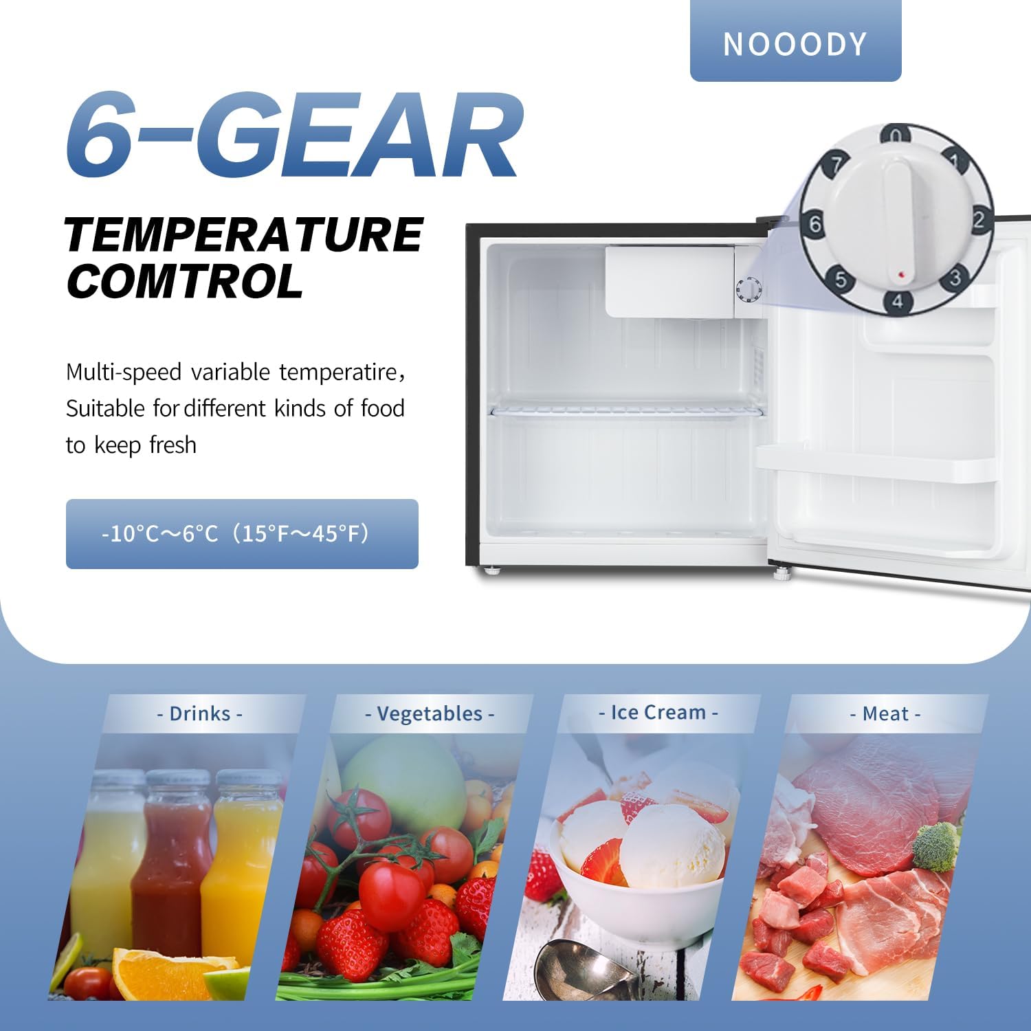 Mini Fridge with Freezer, 1.6 Cu.ft Mini Refrigerator, Energy-efficient, Low Noise, Mini Fridge for Bedroom, Office and Dorm(Black)